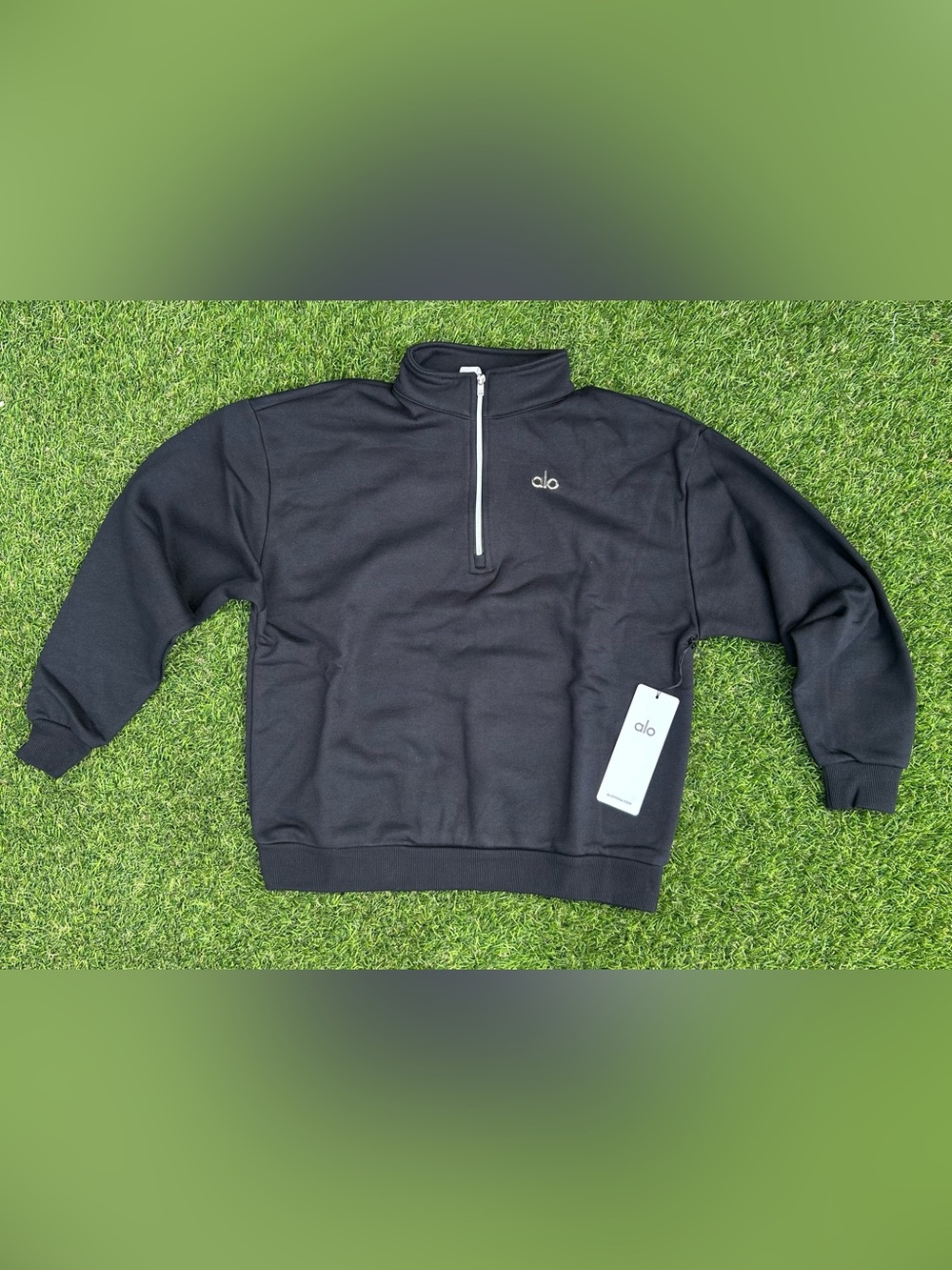 ALO Yoga Small Unisex Black Half-Zip Pullover Sweatshirt